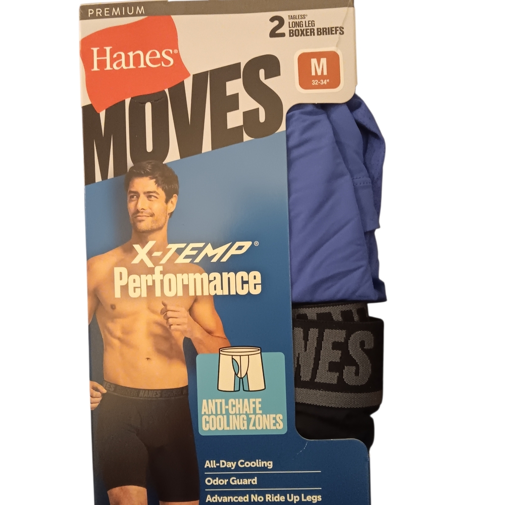 Hanes X-Temp Performance Boxer Briefs - Blue and Black